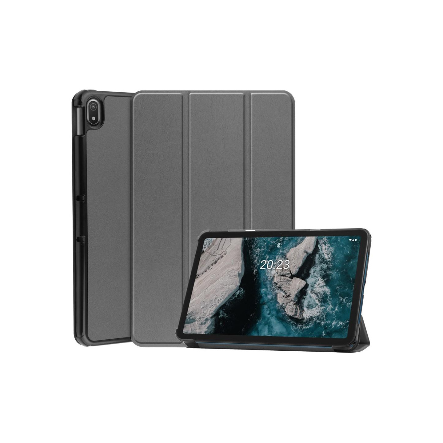 Tablet Stand Slim Fit Kansi Nokia T20 - Harmaa