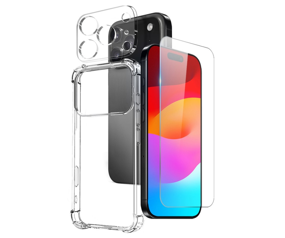 NORTHJO För iPhone 17 Pro Max TPU Skal + Härdat Glas + Lins Skydd