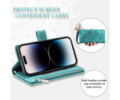 Plånboksfodral kompatibelt med iPhone 17 Pro Max, Fodral Skal Mandala blommönster - Mint