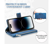 Plånboksfodral kompatibelt med iPhone 17 Pro Max, Fodral Skal Mandala blommönster - Blå