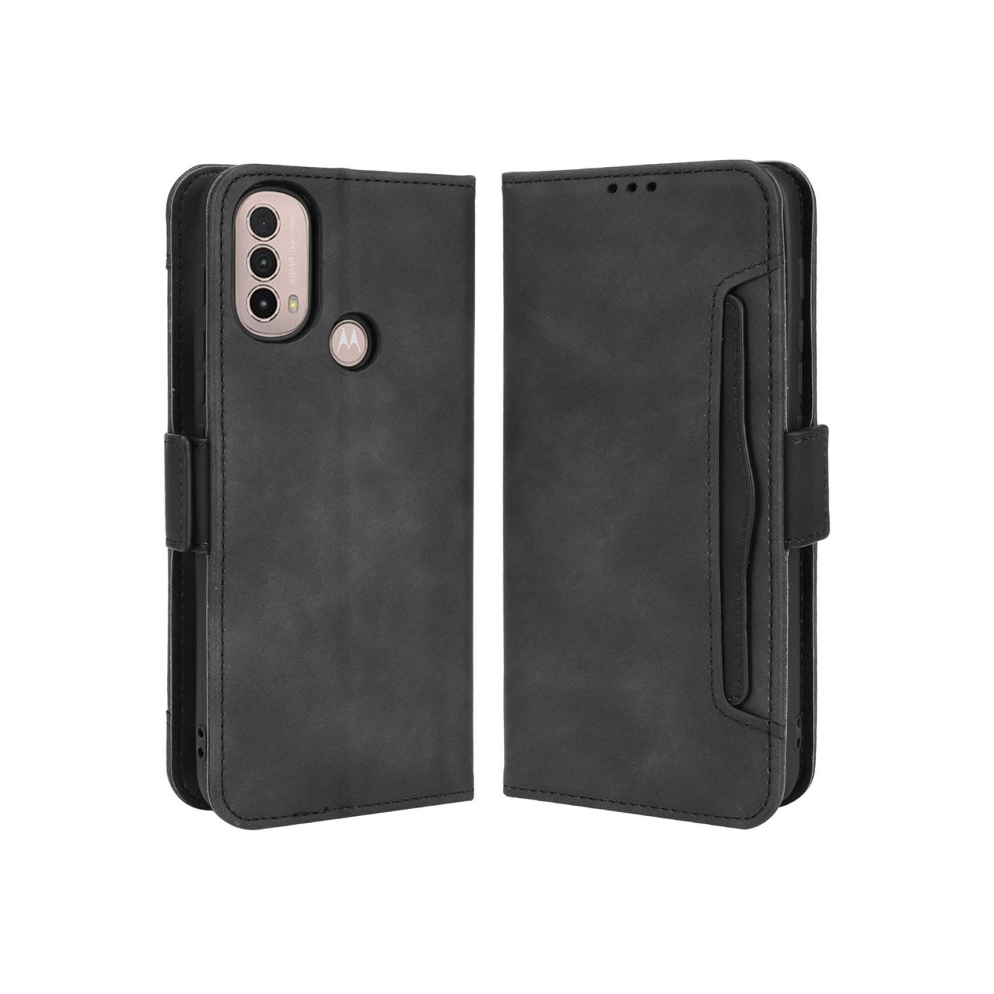 Wallet Stand Telefontaske til Motorola Moto E20/E30/E40 - Sort