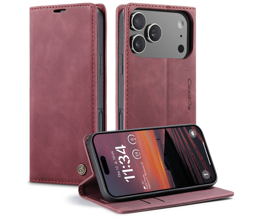 CASEME Plånboksfodral kompatibel med iPhone 17 Pro - Röd