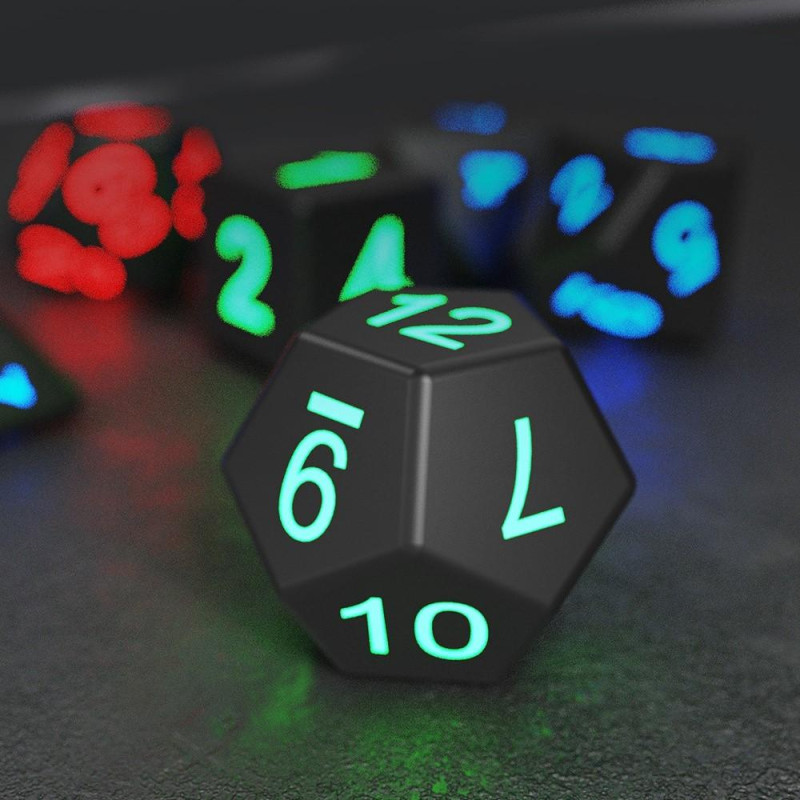 7Pcs / Set LED Luminous Dice Polyhedron Dice Games Party Dices