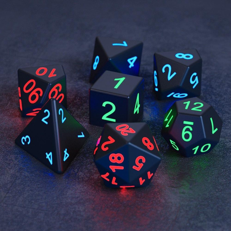 7stk/sett LED lysende terningsett Polyhedron Game Party Dice
