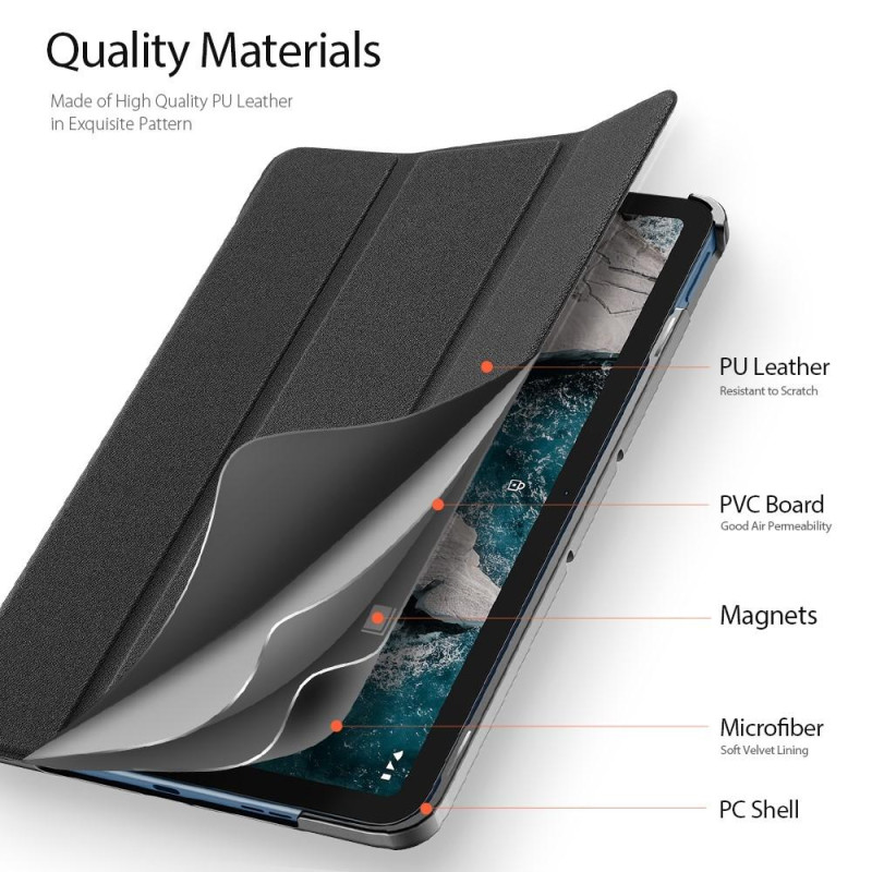 DUX DUCIS Trifoldet Stand til Nokia T20 - Sort