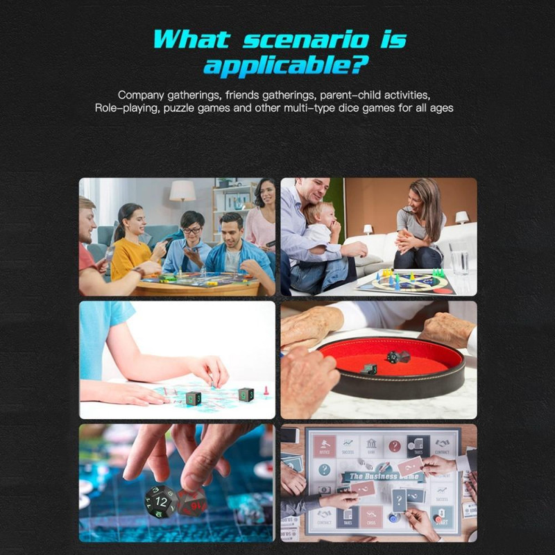 7Pcs / Set LED Luminous Dice Polyhedron Dice Games Party Dices