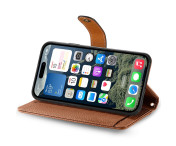 For iPhone 17 Skal RFID-blockering Dragkedjeficka Plånboksfodral med Rem - Brun