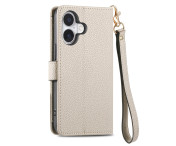 For iPhone 17 Skal RFID-blockering Dragkedjeficka Plånboksfodral med Rem - Beige