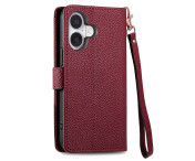 For iPhone 17 Skal RFID-blockering Dragkedjeficka Plånboksfodral med Rem - Röd