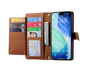 For iPhone 17 Pro Skal RFID-blockering Dragkedjeficka Plånboksfodral med Rem - Brun