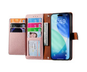 For iPhone 17 Pro Skal RFID-blockering Dragkedjeficka Plånboksfodral med Rem - Rosa