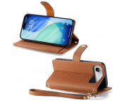 For iPhone Air Skal RFID-blockering Dragkedjeficka Plånboksfodral med Rem - Brun