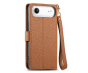 For iPhone Air Skal RFID-blockering Dragkedjeficka Plånboksfodral med Rem - Brun