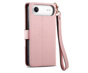 For iPhone Air Skal RFID-blockering Dragkedjeficka Plånboksfodral med Rem - Rosa