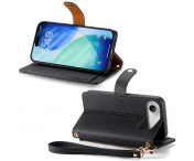 For iPhone Air Skal RFID-blockering Dragkedjeficka Plånboksfodral med Rem - Svart