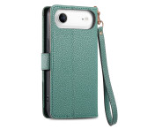 For iPhone Air Skal RFID-blockering Dragkedjeficka Plånboksfodral med Rem - Grön