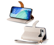 For iPhone Air Skal RFID-blockering Dragkedjeficka Plånboksfodral med Rem - Beige