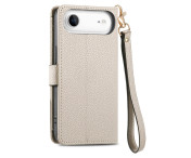 For iPhone Air Skal RFID-blockering Dragkedjeficka Plånboksfodral med Rem - Beige