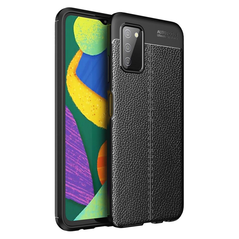 Samsung Galaxy A03s TPU Suojakuori Shell Litchi Texture - Svart