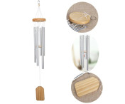 Vindspel aluminium metallrör hängande ornament vitt trä fyrkantig hänge vitt rep
