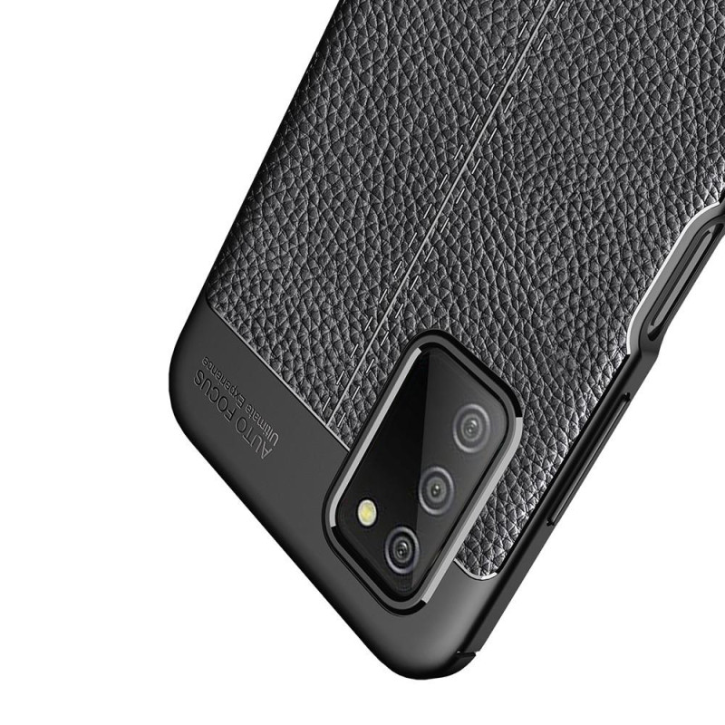 Samsung Galaxy A03s TPU Suojakuori Shell Litchi Texture - Svart