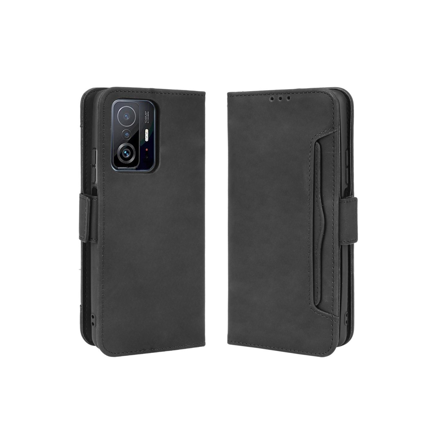 Lompakkoteline Käännettävä puhelinkotelo Xiaomi 11T Pro/11T - musta