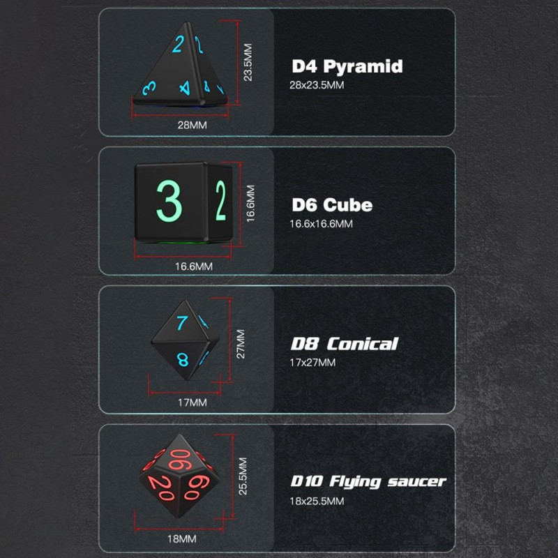 7Pcs / Set LED Luminous Dice Polyhedron Dice Games Party Dices