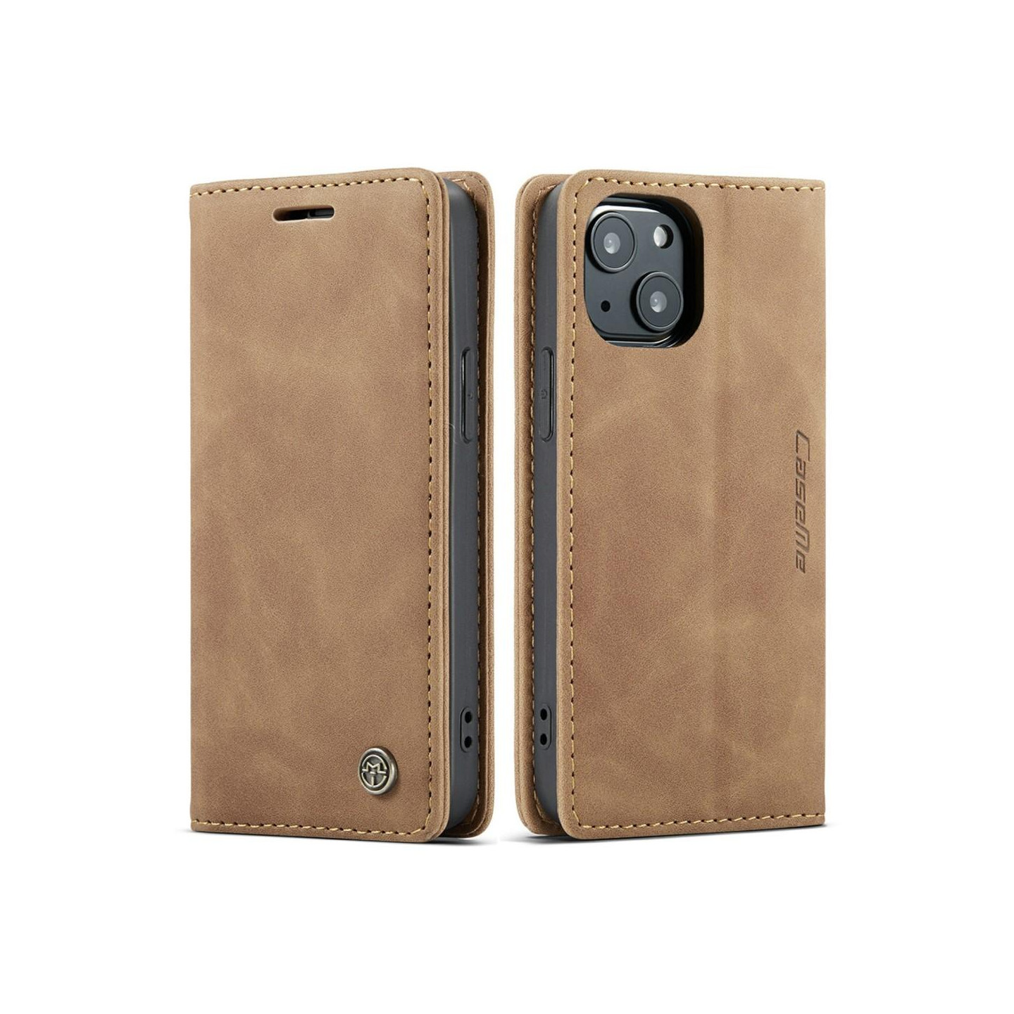 CASEME Retro Lompakkokotelo iPhone 13 - Ruskea