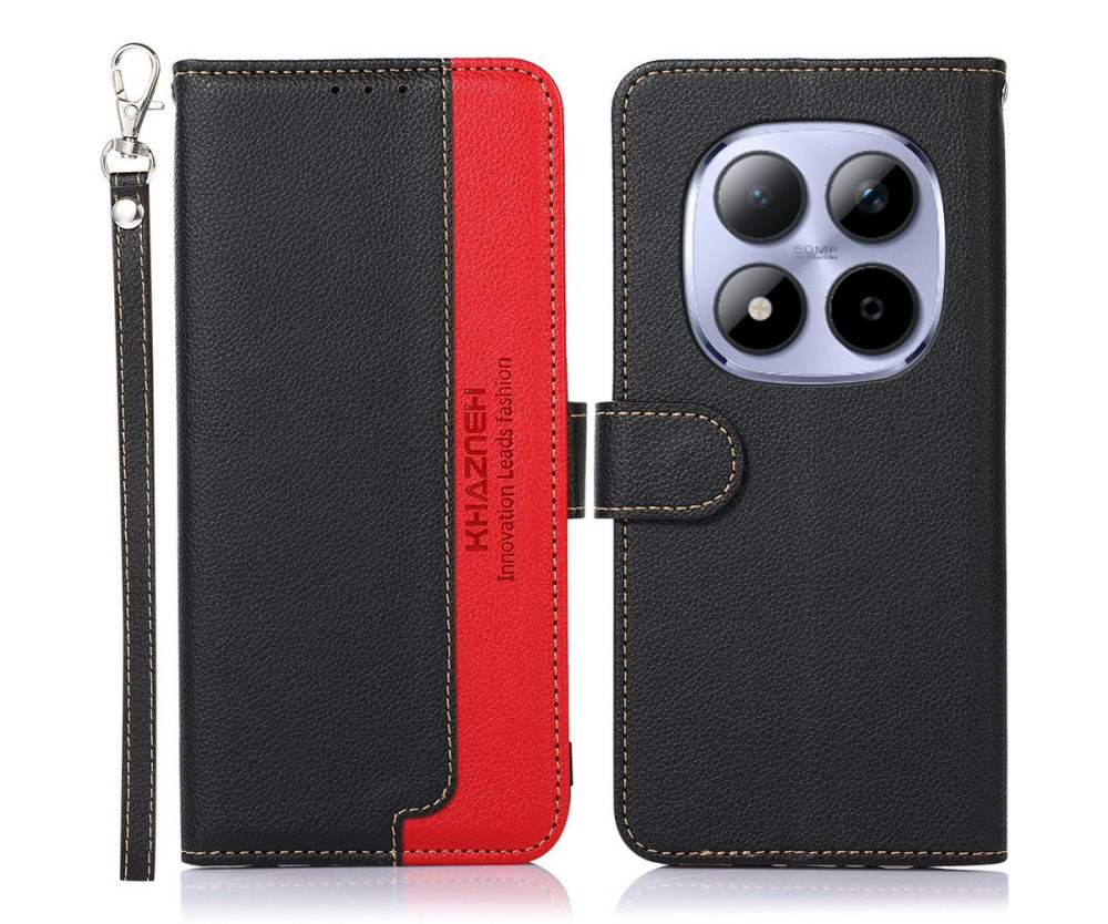 KHAZNEH Plånboksfodral till Xiaomi Redmi Note 15 Pro - Svart-Röd