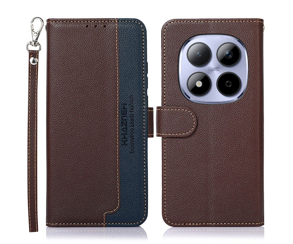 KHAZNEH Plånboksfodral till Xiaomi Redmi Note 15 Pro - Brun/Blå