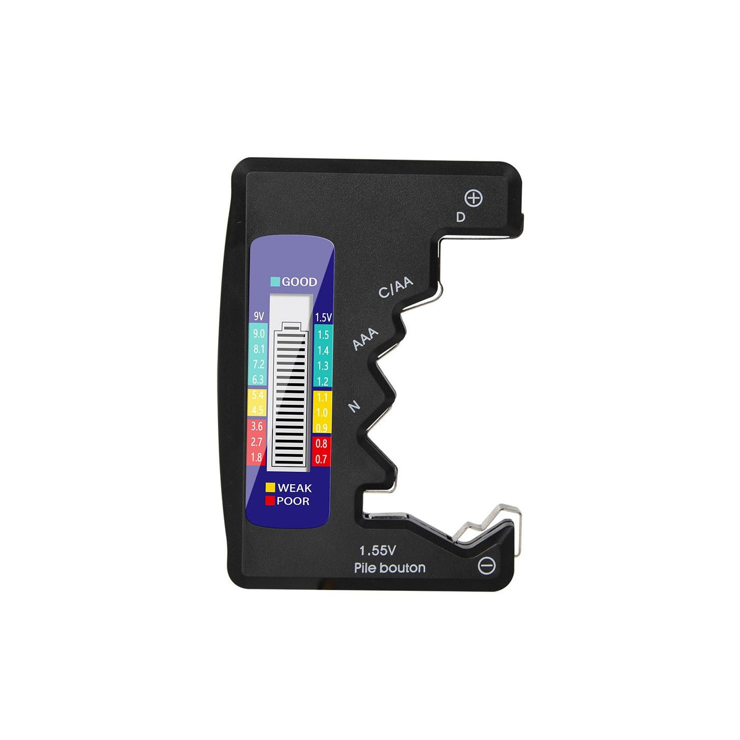 Universal batteridetektor Tester Checker C/AA/AAA/D/N/9V/6F22/1.55V