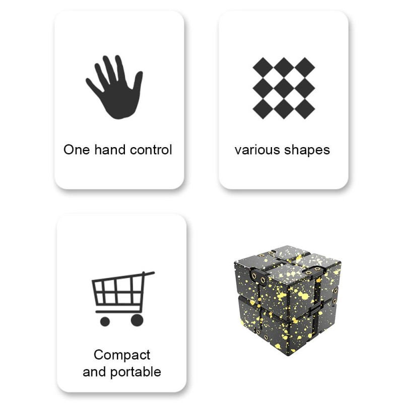 Fidget Toy Infinite Cube Stress Relief Flip Block - Musta - Ruusu