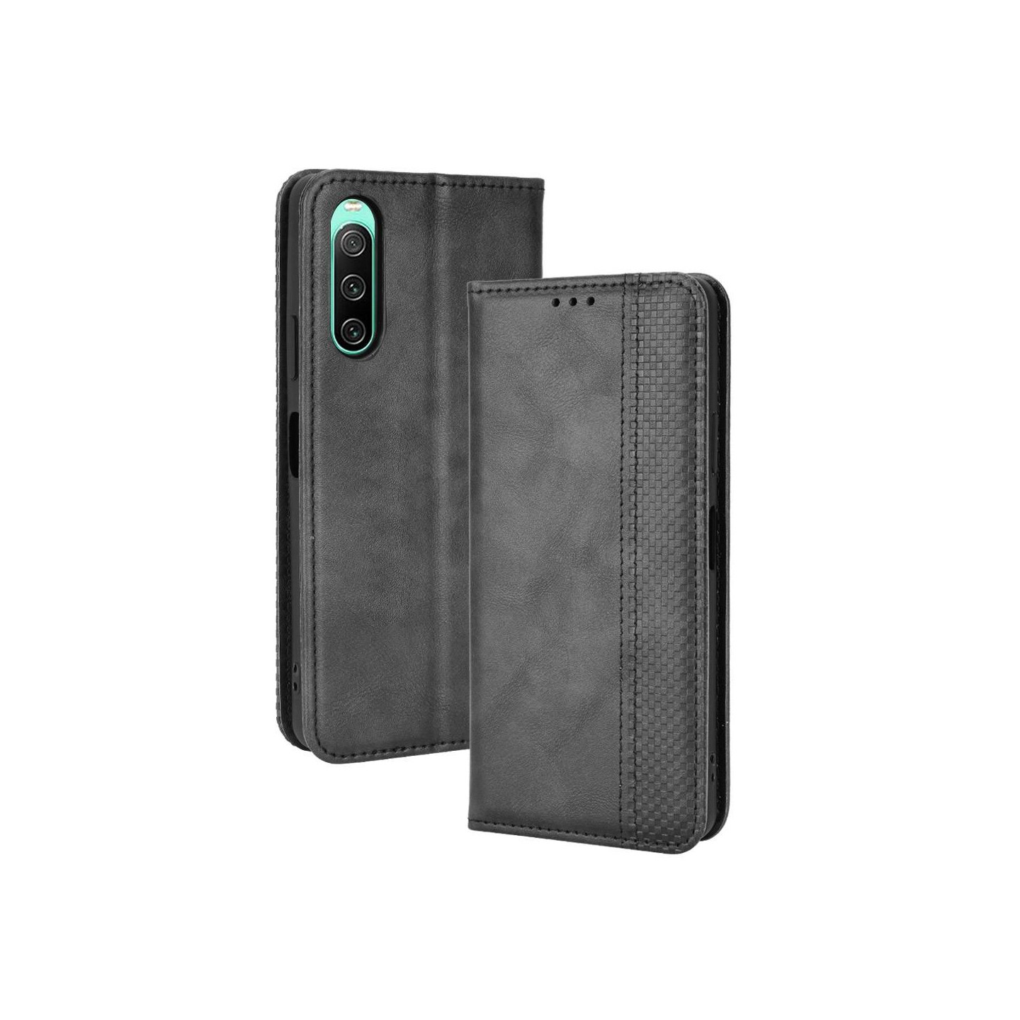 Wallet Stand Flip - telefonetui til Xperia 10 V - Sort