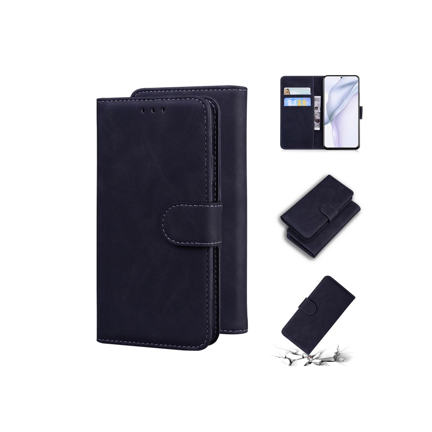 Retro Wallet Stand Suojakuori - Huawei P50 - Musta