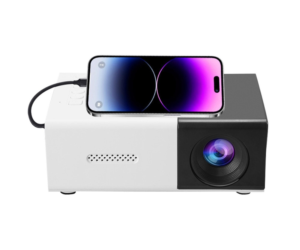 Projektor Hemmabio HD Bärbar LED-projektor Skärmspegling Stöder 1080P 