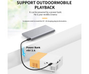 Projektor Hemmabio HD Bärbar LED-projektor Skärmspegling Stöder 1080P 