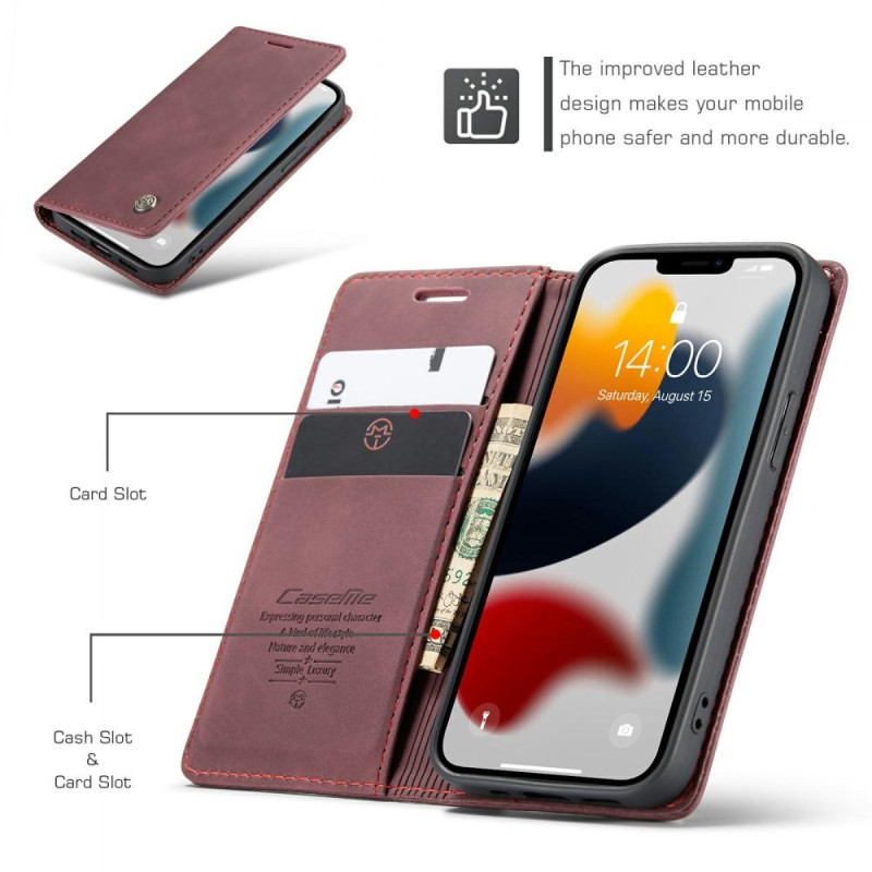 CASEME Retro Wallet Case for iPhone 13 - Winered