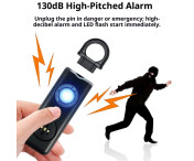 Nödlarm Överfall Skydd Självförsvar Högljudd Personligt Säkerhetslarm - Svart