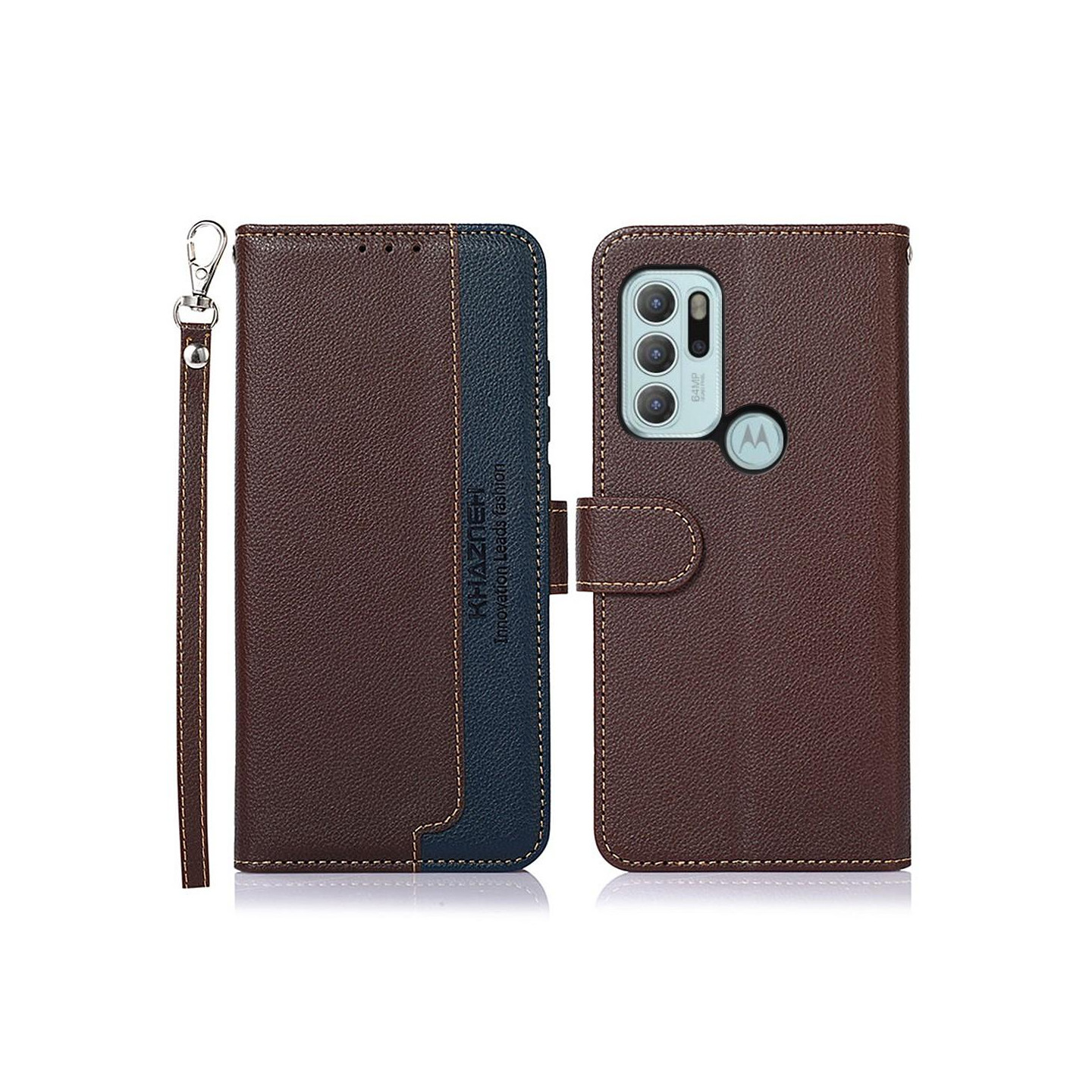 KHAZNEH Motorola Moto G60s Lommebok - deksel - Brun