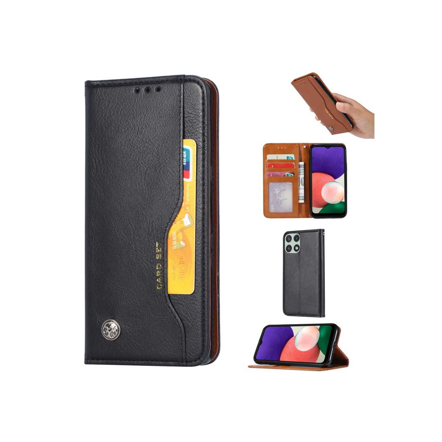 Samsung Galaxy A22 5G Lommebok - deksel - Svart