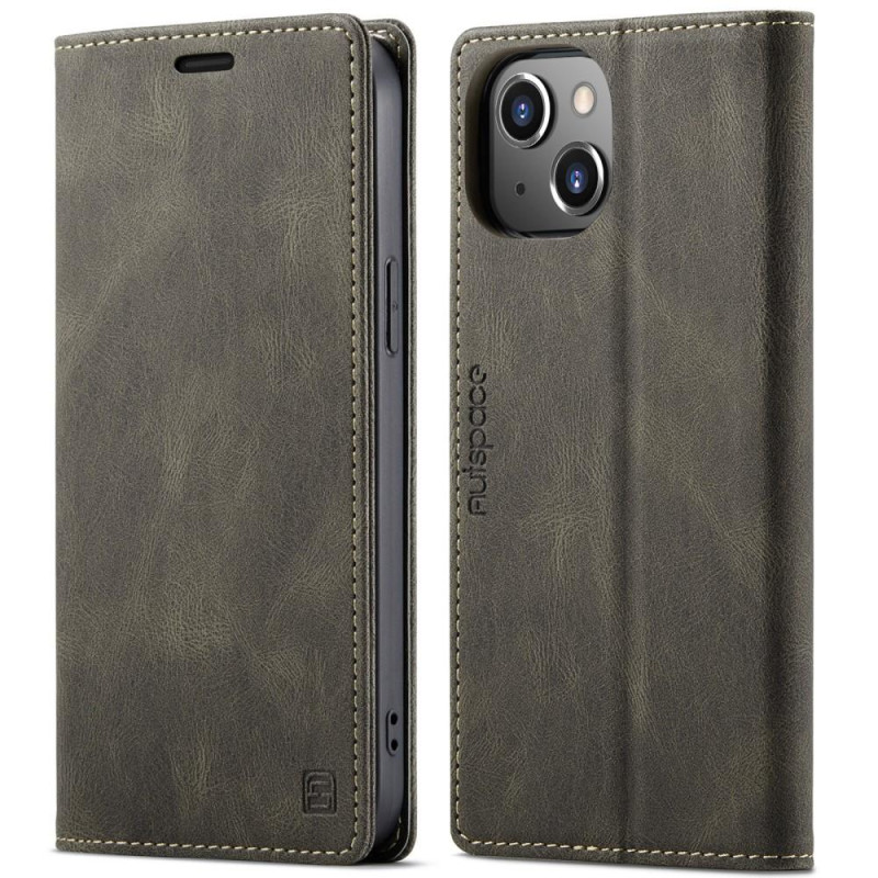 AUTSPACE A01 Retro Wallet Case for iPhone 13 - Coffee