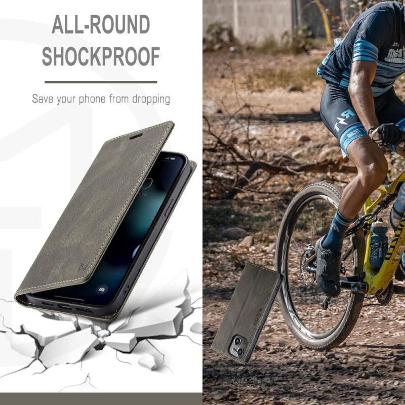 AUTSPACE A01 Retro Wallet Case for iPhone 13 - Coffee