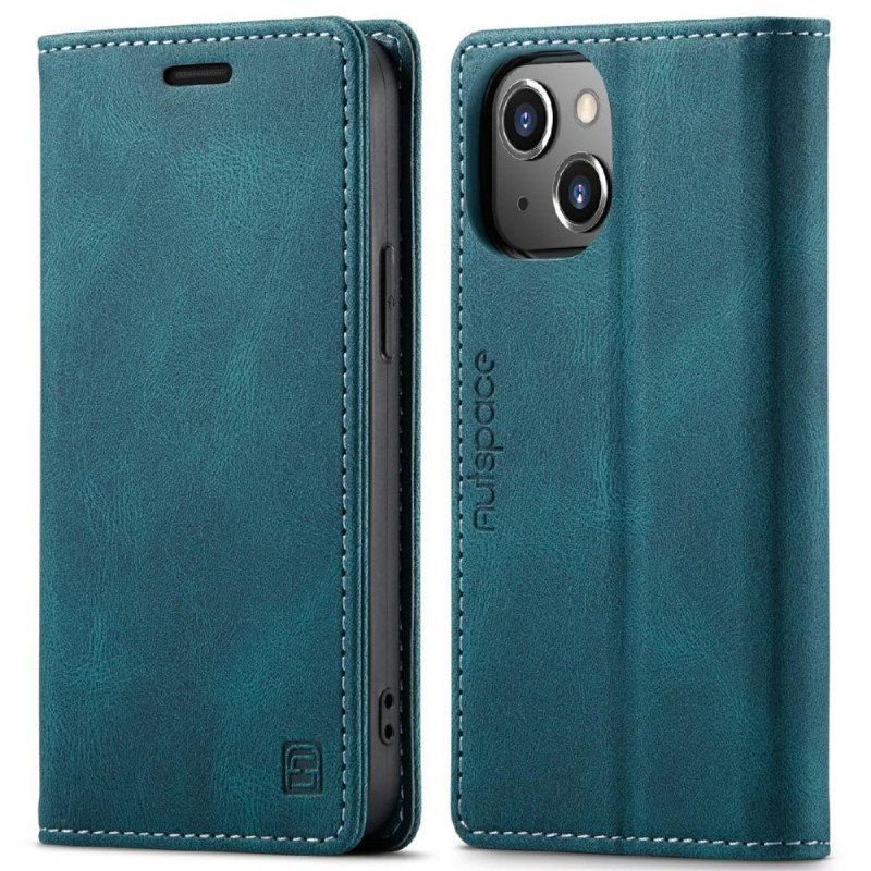 AUTSPACE A01 Retro Wallet Case for iPhone 13 Mini - Blue