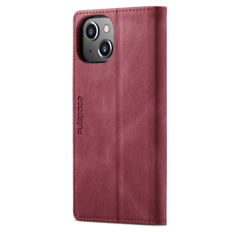 AUTSPACE A01 Retro lompakkokotelo iPhone 13 - punainen