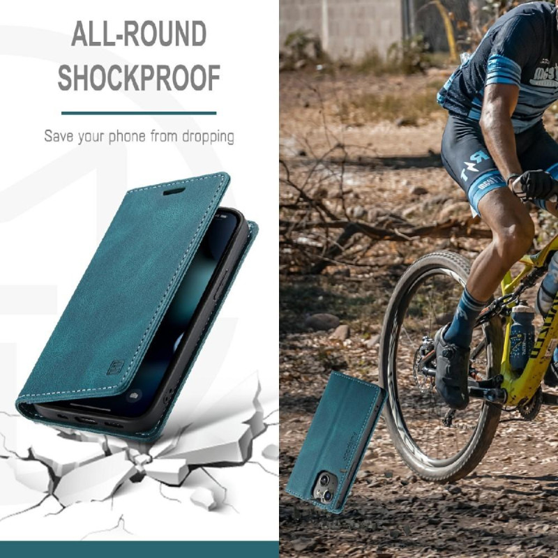 AUTSPACE A01 Retro Wallet Case for iPhone 13 Mini - Blue