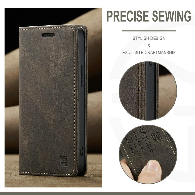 AUTSPACE A01 Retro Wallet Case for iPhone 13 Mini - Brown