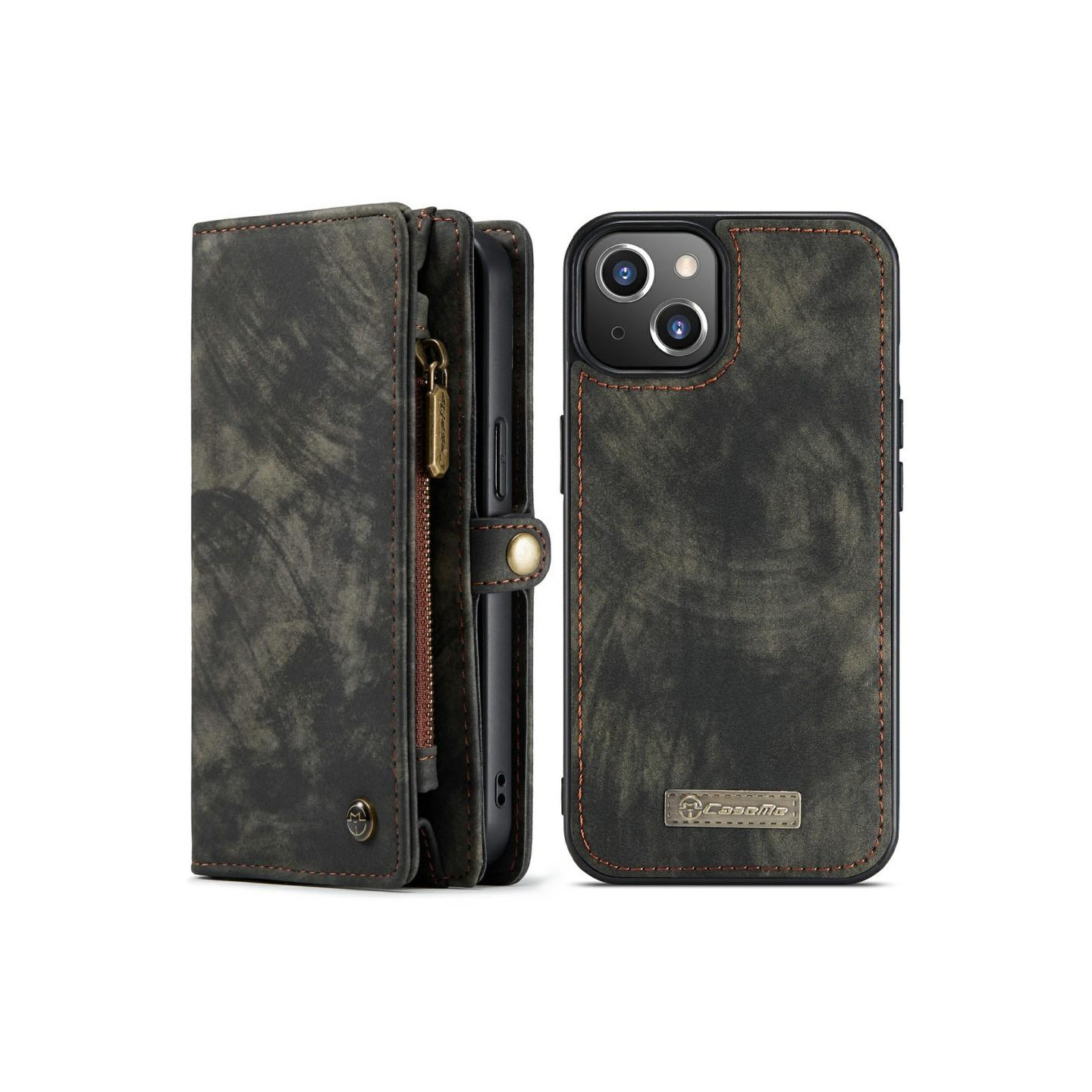 CASEME iPhone 13 Mini 2 - in - 1 Lompakon Puhelimen Kuori - Musta