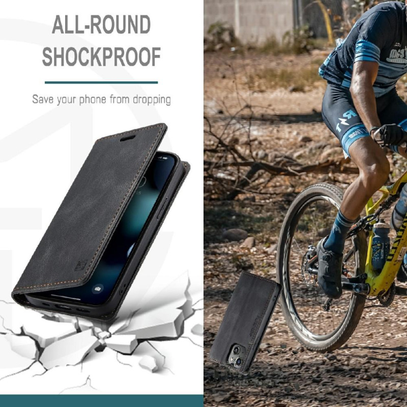 AUTSPACE A01 Retro lompakkokotelo iPhone 13 Mini - musta