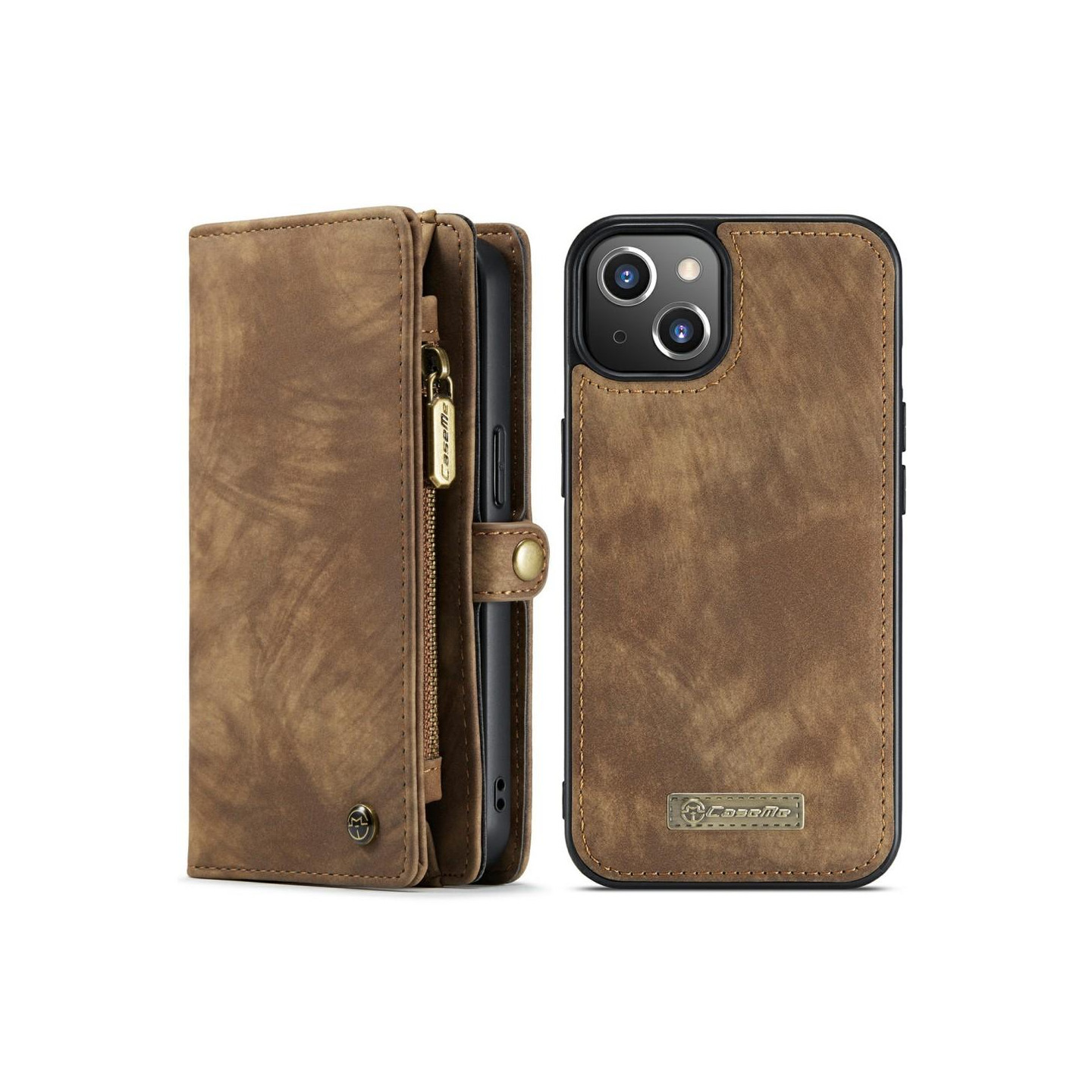CASEME iPhone 13 Retro Lommebok - cover - Brun
