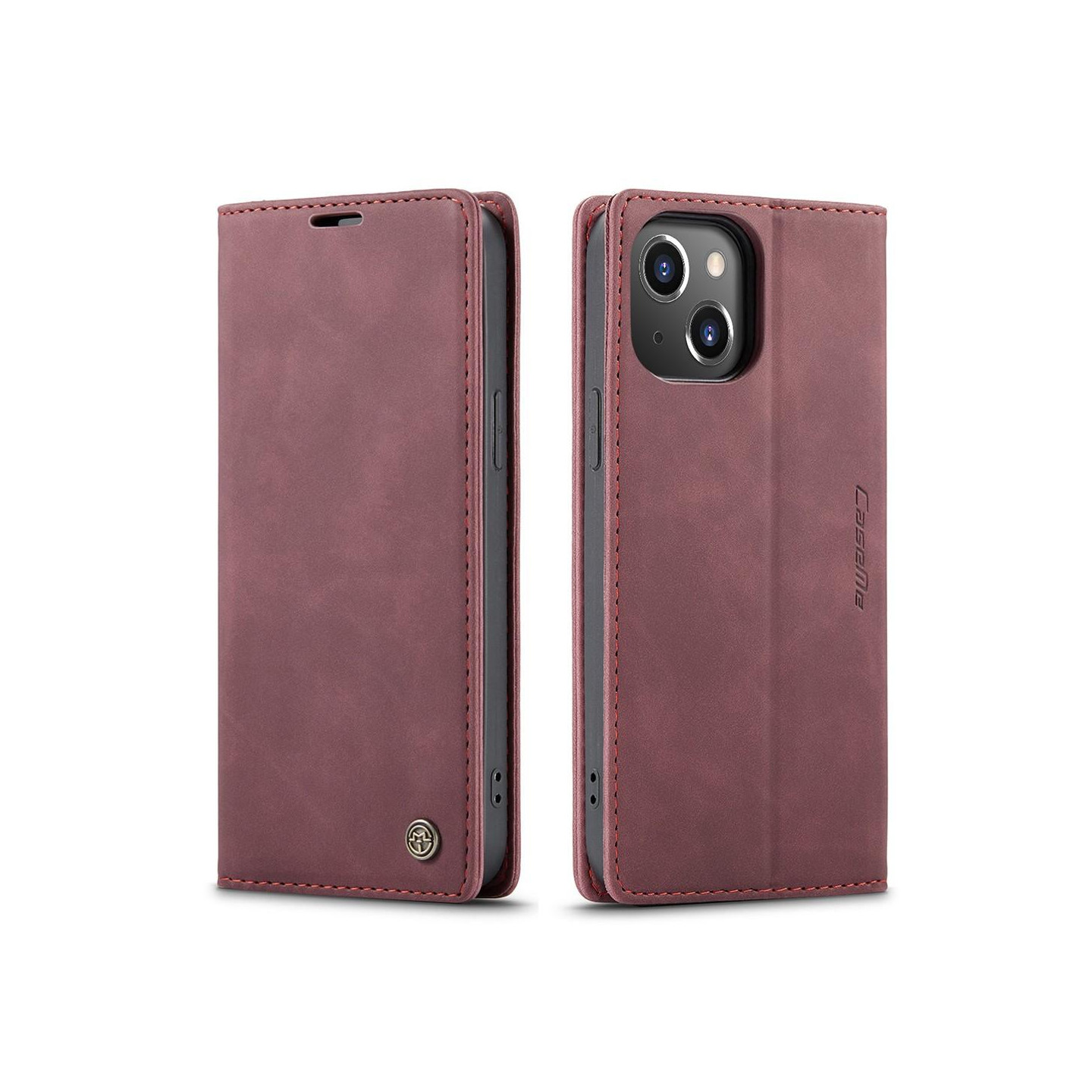 CASEME Retro lompakkokotelo iPhone 13 Prolle - Punainen